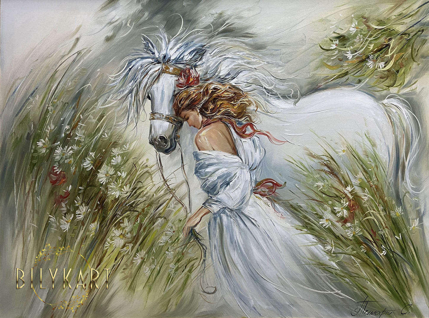 beautiful girl with horse painting by BilykArt Gallery