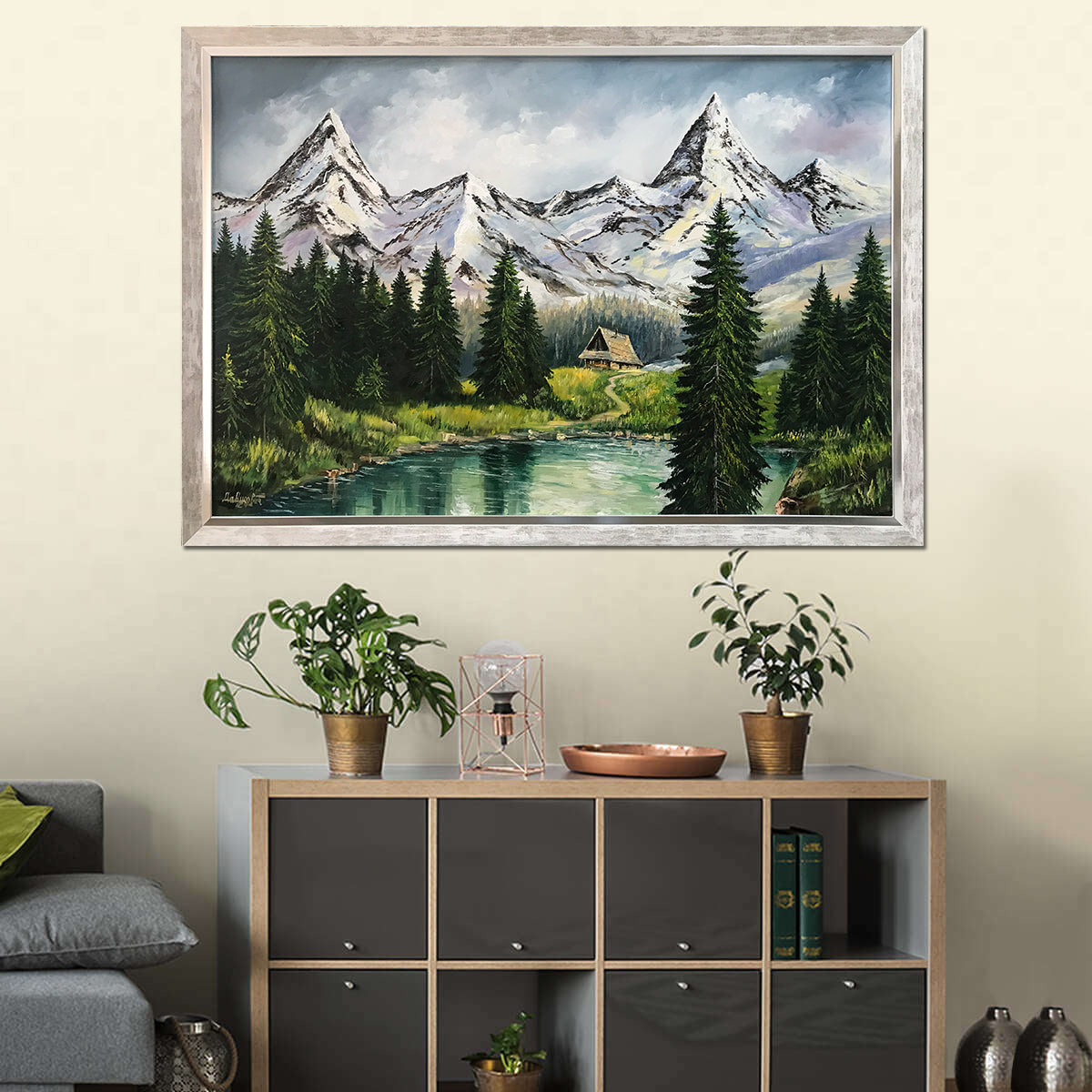 Colorado Mountain Painting on Canvas Emerald Lake Painting Snowy Mountain Wall Art Mountains Landscape Oil Painting Framed Nature Art