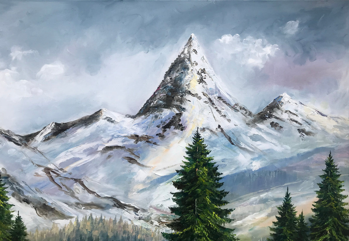 Colorado Mountain Painting on Canvas Emerald Lake Painting Snowy Mountain Wall Art Mountains Landscape Oil Painting Framed Nature Art