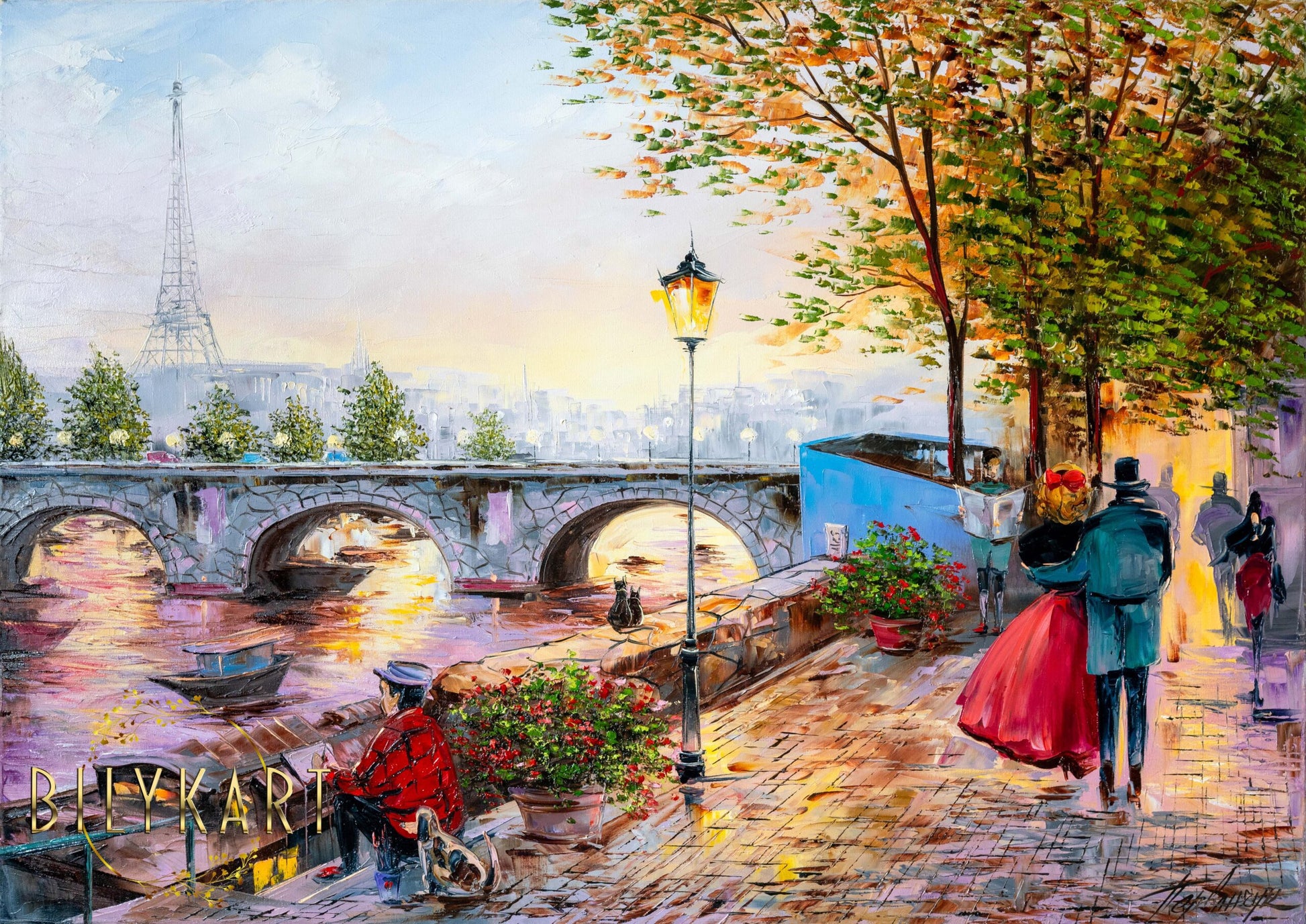 Night in Paris Oil Painting on Canvas by BilykArt