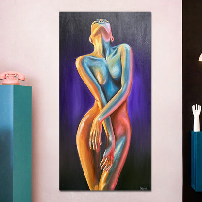 Abstract female body painting on Canvas Sexy Nude Woman Oil Painting Original Figurative Painting Female Figure Artwork Full Body Painting
