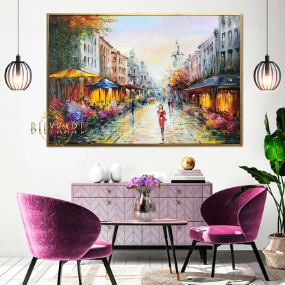 French Street Scene Oil Painting Original Paris Street Cafe Paintings Emily in Paris Wall Art Large French Bistro Painting Paris Art Gift