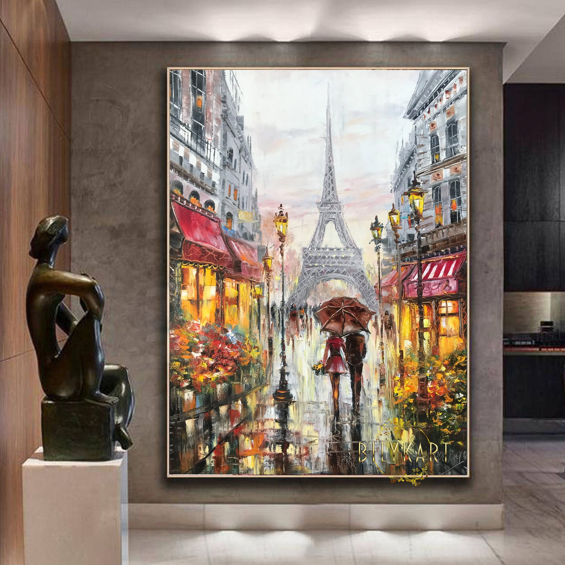 couple walking in Paris oil painting