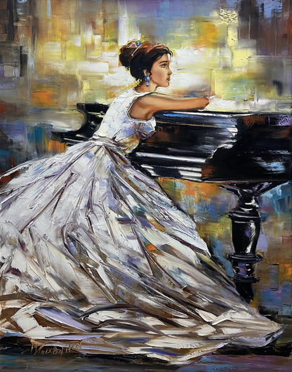 Large Pianist Oil Painting Original by BilykArt