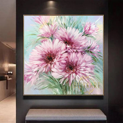 Huge Flower Abstract Painting on Canvas Large Floral Abstract Contemporary Art Pink Flowers Oil Painting Original Art