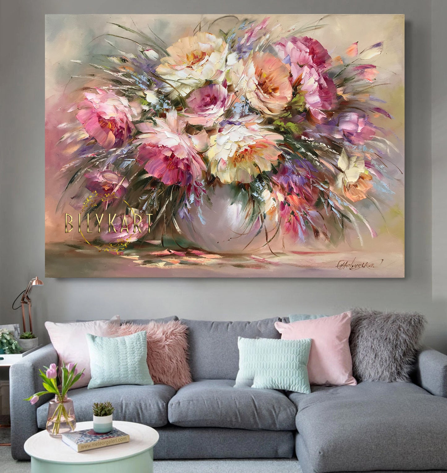 large peonies abstract painting