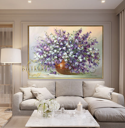 purple flowers oil painting by BilykArt