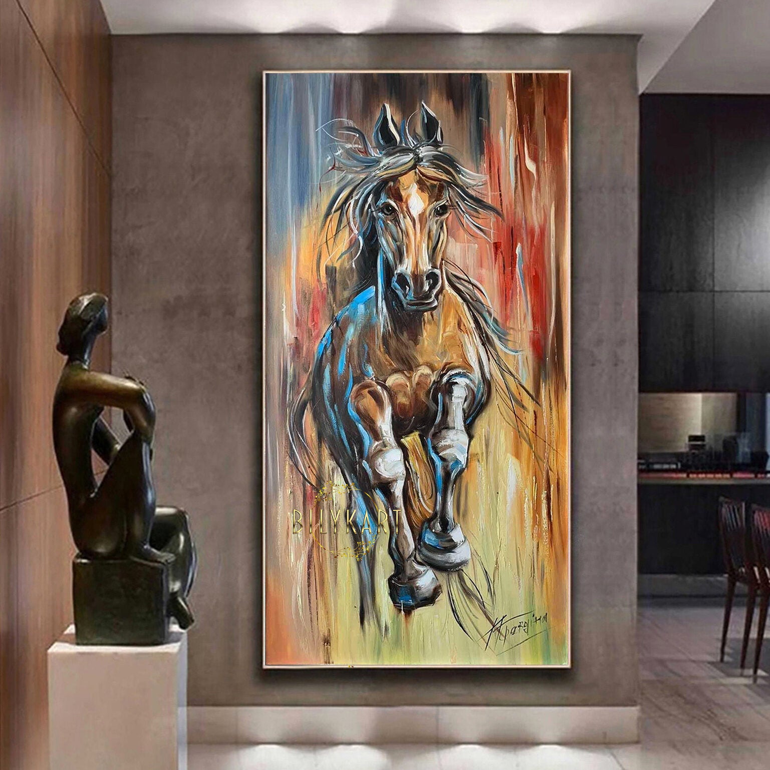 large abstract horse oil painting by BilykArt