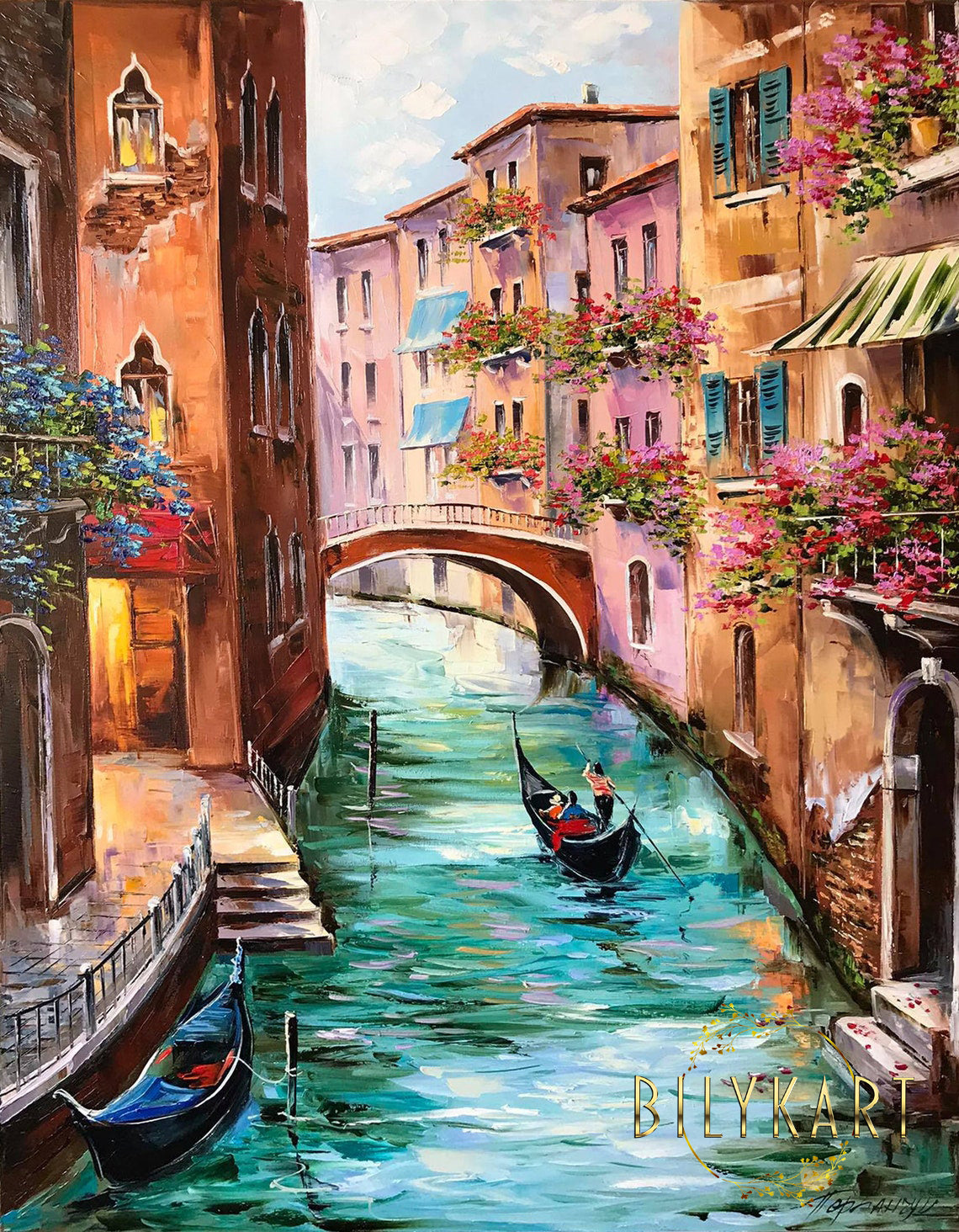 Large Venice Italy Oil Painting Original by BilykArt Gallery