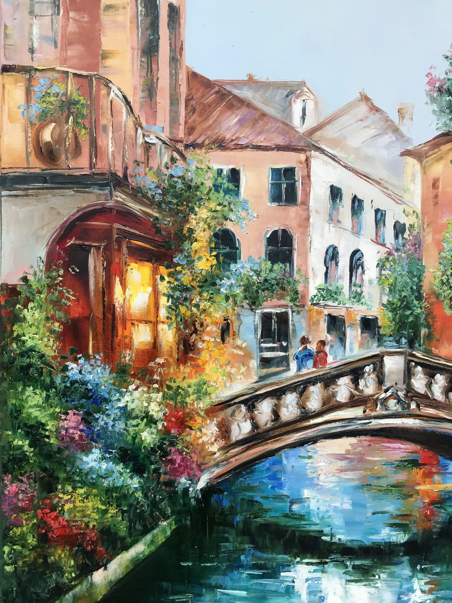 Venice Canal Oil Painting Original Signed Italy Painting Venetian Wall Art 36x36 Venice Italy Artwork Venice Painting on Canvas