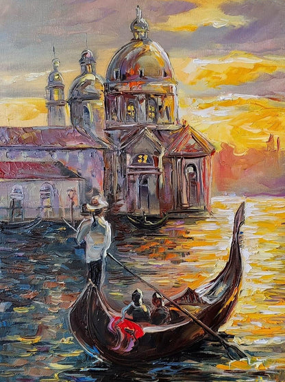 Large Oil Painting of Venice Italy Wall Art Venice Grand Canal Painting on Canvas Venetian Art Italian Scenery Paintings