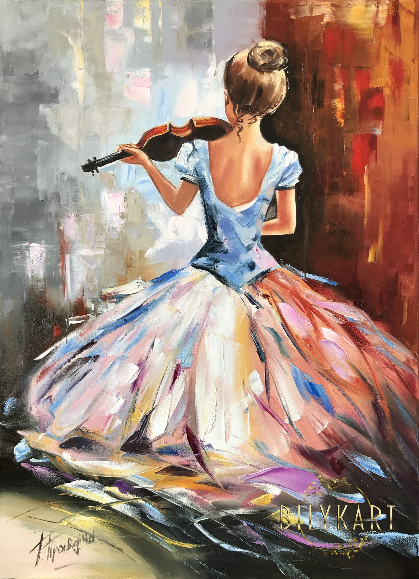 Violin Girl Oil Painting on Canvas by BilykArt