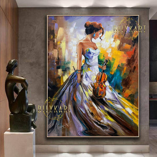 Beautiful Girl with a violin oil painting by BilykArt Gallery