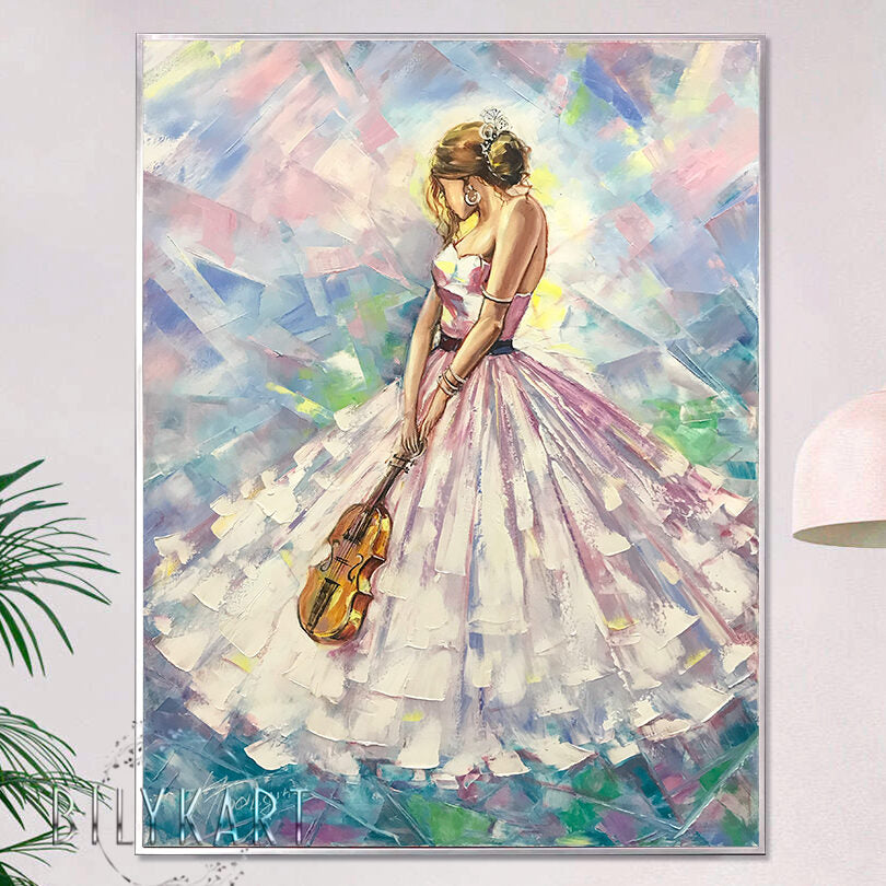abstract woman in white dress painting