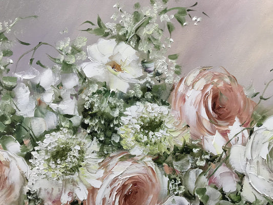 Custom Bridal Bouquet Painting from Photo, Still Life Oil Painting of Flowers in a Vase Original Art, Wedding Bouquet Flower Painting on Canvas