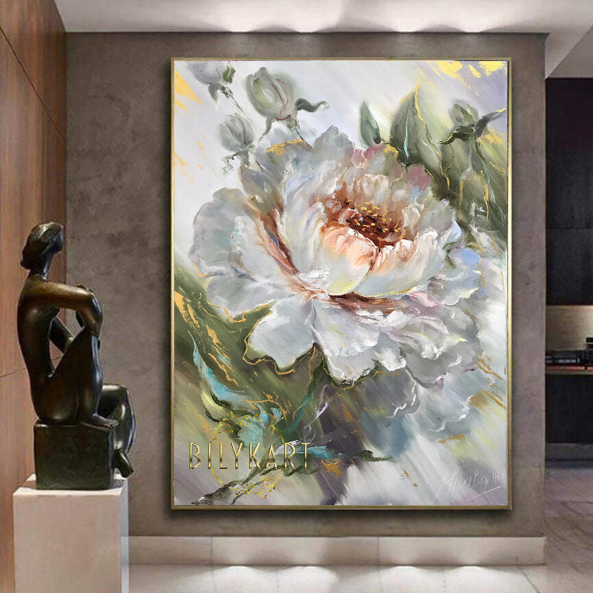 large white flower painting by BilykArt