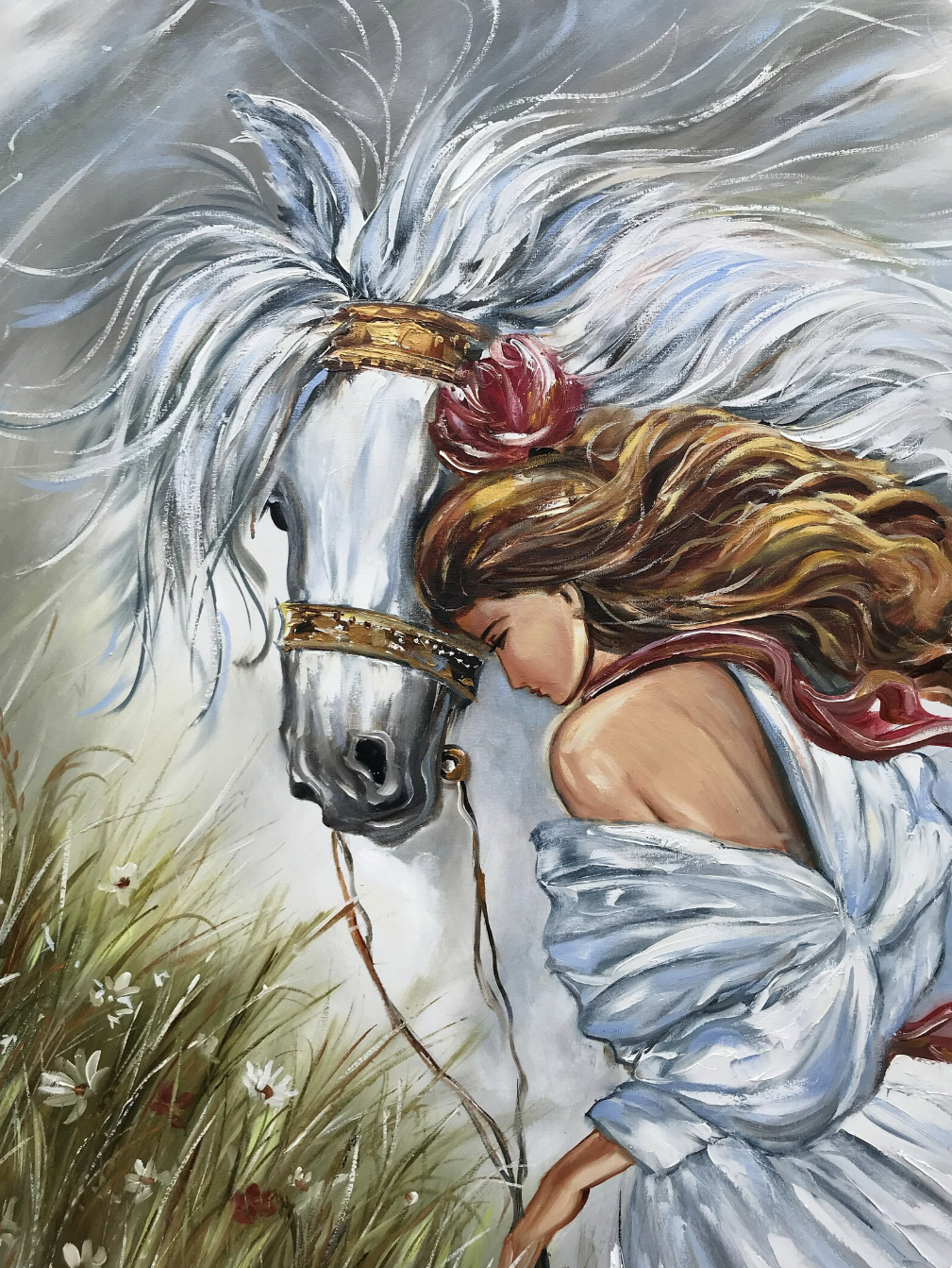Girl With Horse Oil Painting on Canvas